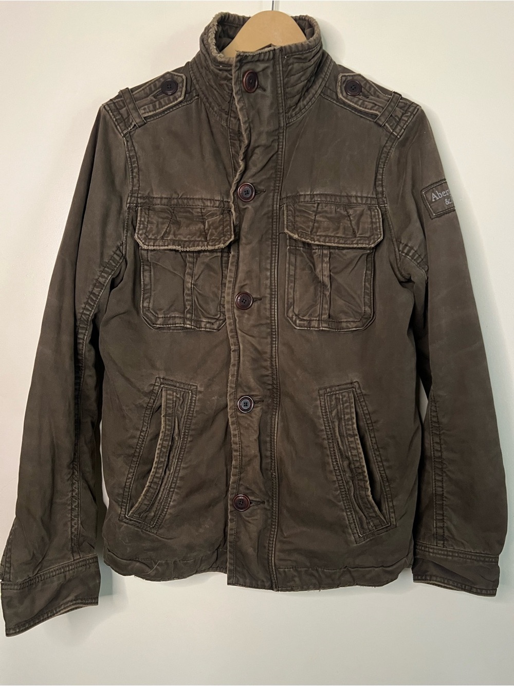 Vintage Y2K Abercrombie & Fitch Sawtooth Flannel Lined Brown Jacket Size S RARE